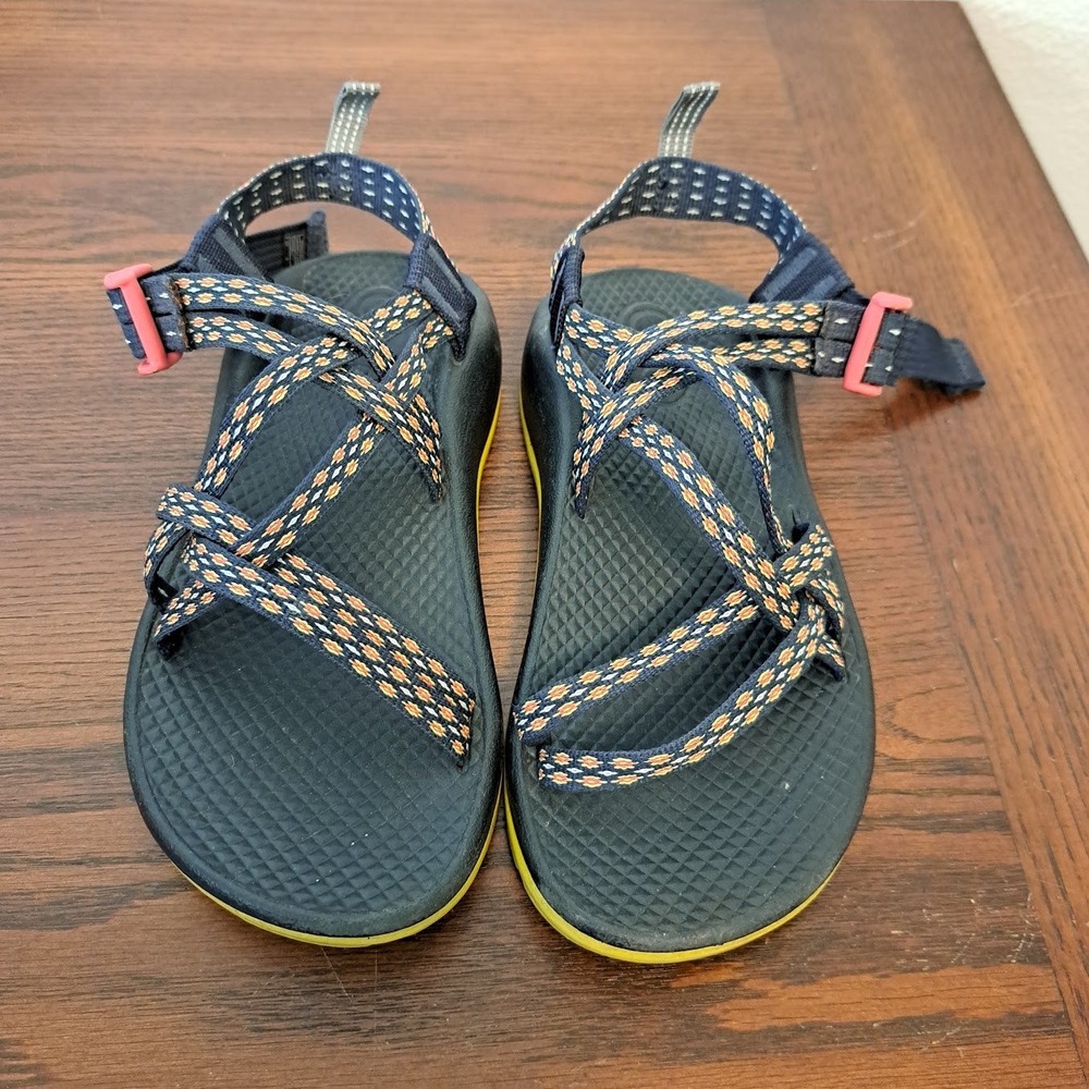 Chaco Kids Z1 Ecotread Sandals Navy Orange Geometric‎ J180237 Size 2